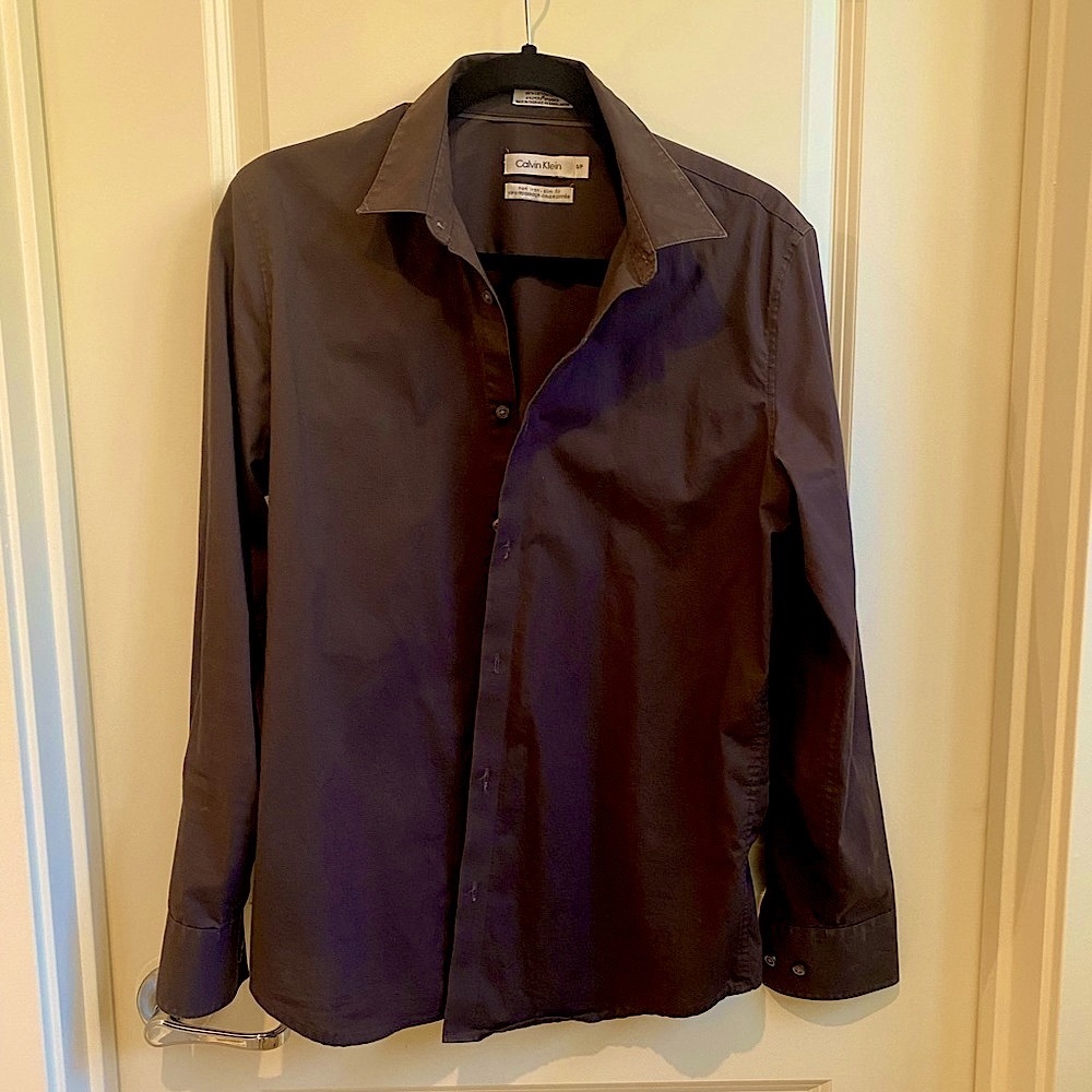 Dark brown Calvin Klein men slim fit shirt - S